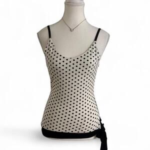 Agogo 701 Black + White Vintage Polka Dot Fitted  Cotton Y2K Cami Size Medium